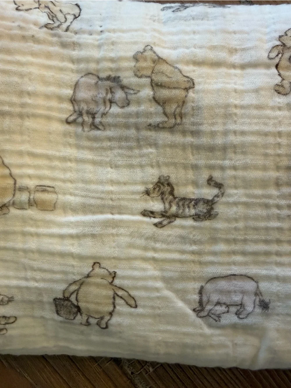 Pottery Barn Disney White and Tan Winnie the Pooh Muslin Swaddles